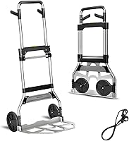 Teprovo Folding Hand Truck Dolly Cart - 340LB Capacity, 47" Telescoping Handle, 7" Rubber Wheels for Moving, Shopping, Office