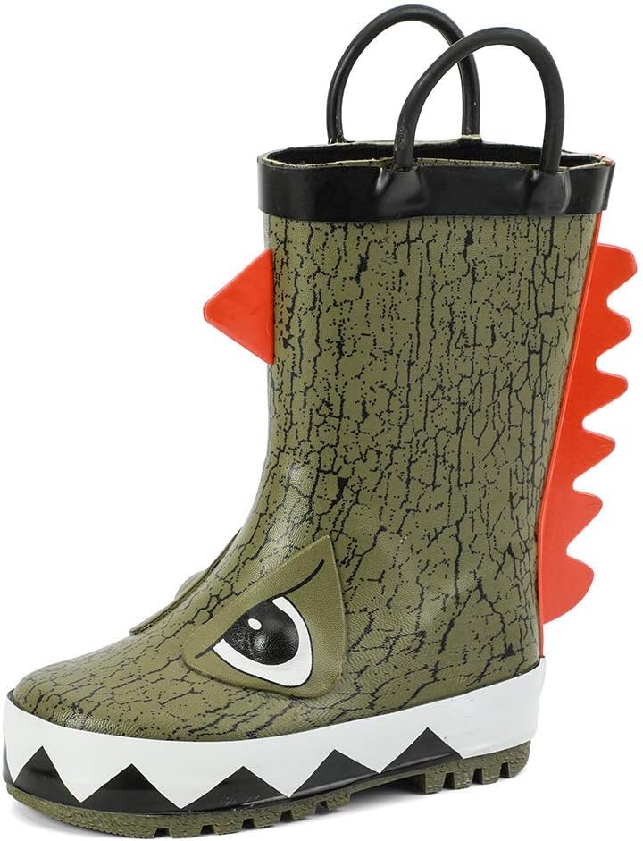 ALEADER Kids Waterproof Rubber Rain Boots for Girls, Boys & Toddlers with Fun Prints & Handles