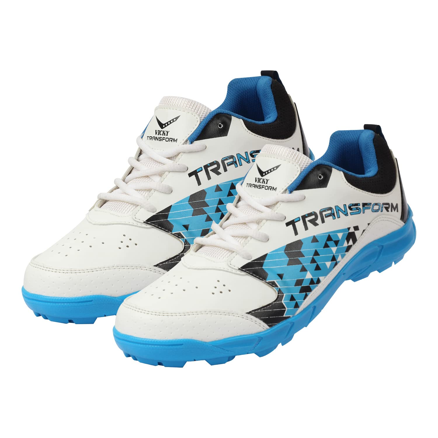 Vicky Transform Player Cricket Shoes Lightweight Sneakers with Anti Slip Sole Design Ideal for Running, Camping, Gyming (UK-5, Blue/White)-image-24
