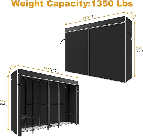 Miniatura 5 de H50C Perchero Extra Grande con Cubierta, Armario Portátil Independiente, Percheros de Ropa Cubiertos para Colgar Ropa, Perchero Resistente, Armario