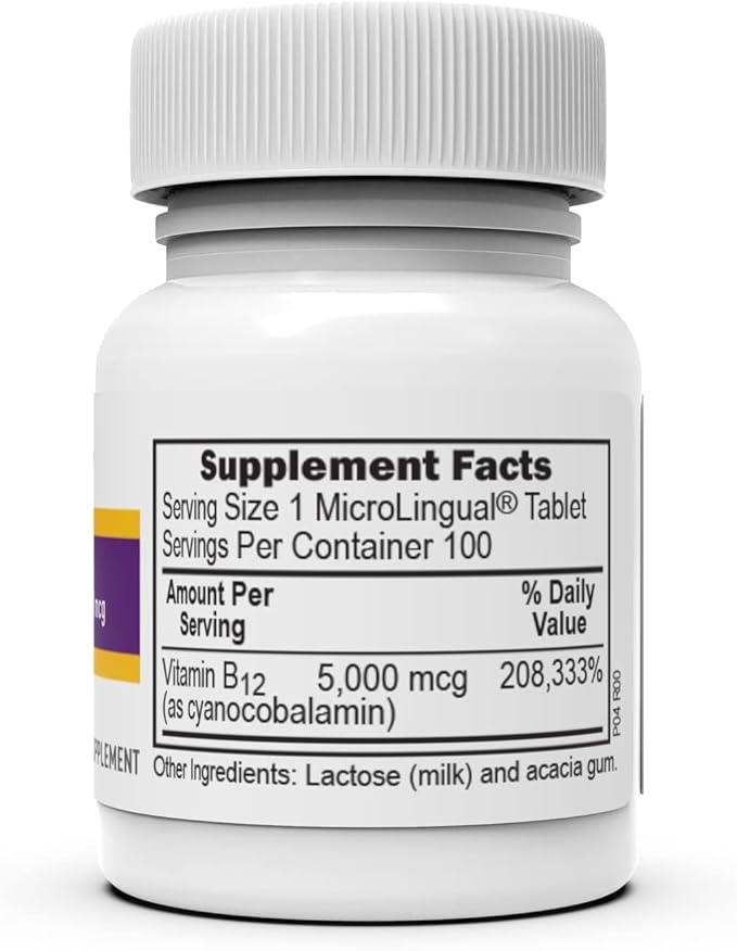 Vitamina B-12 Cianocobalamina 5000 mcg Sublingual 100 Tabletas miniatura 4