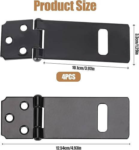 Miniatura 2 de Pestillo de cerrojo de 4 pulgadas, paquete de 4 cierres de cerrojo negro, cerrojo para gabinete, cierre de puerta, cierre de seguridad para valla de