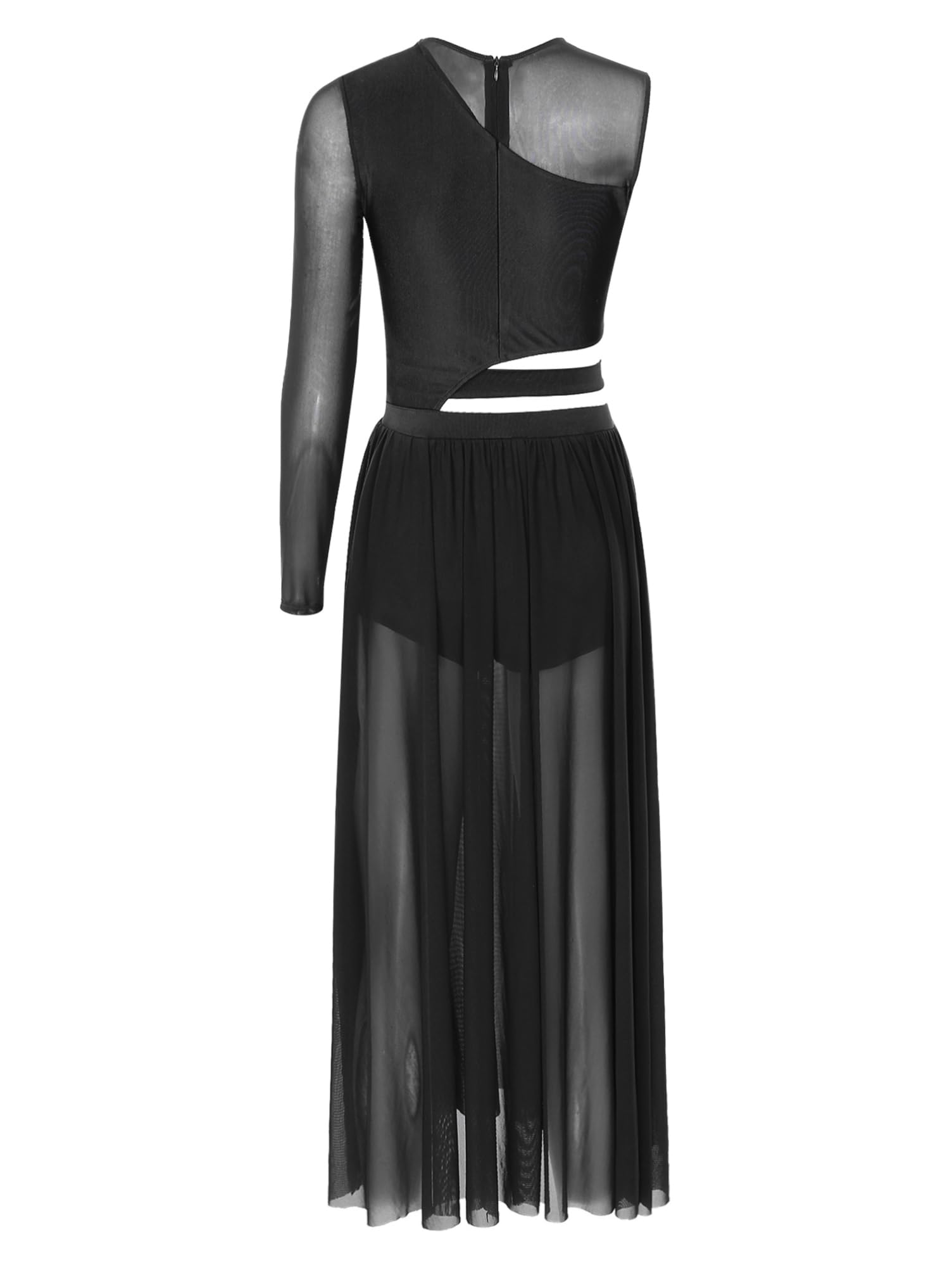 Damen Tanzkleid Eiskunstlauf Kleid Ballettanzug Lang Ballettkleid EIN Schulter Latein Rumba Tango Kleid Ballsaal Dancewear