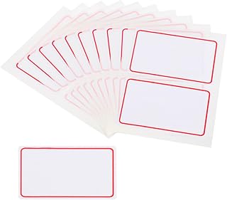 200 Pcs Name Tag Stickers, Name Labels Stickers Waterproof Adhesive Labels Blank for Stuff-Daycare Supplies Bottle Clothes Fabric Folder Office Camp, 51x76mm, Red White