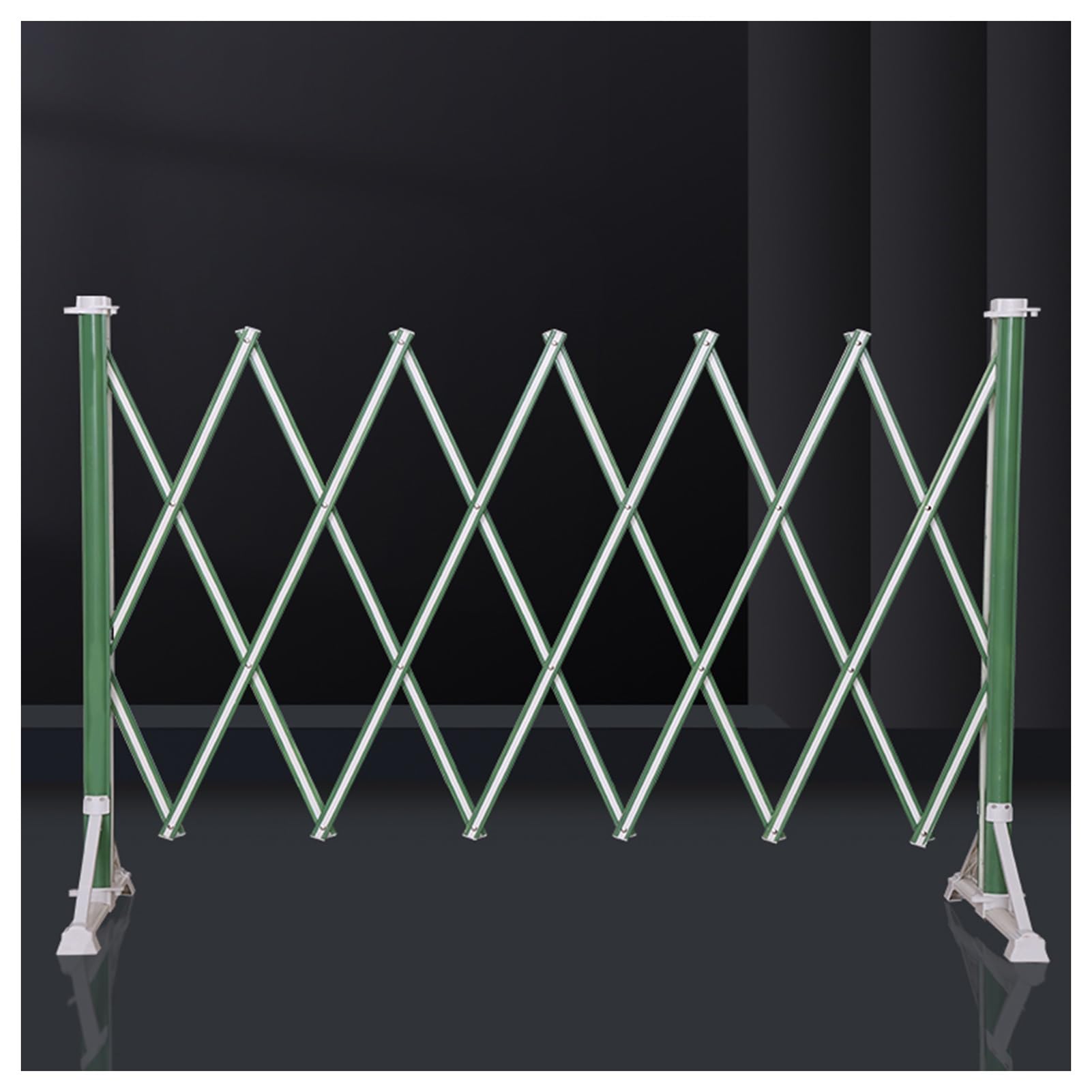 WQPMNYG Security Barrier,Portable Traffic Guardrail with Casters - Expandable Safety Railing for Outdoor Roads & Garages, Movable Isolation Fence (Green-White, 9.8ft/300cm)