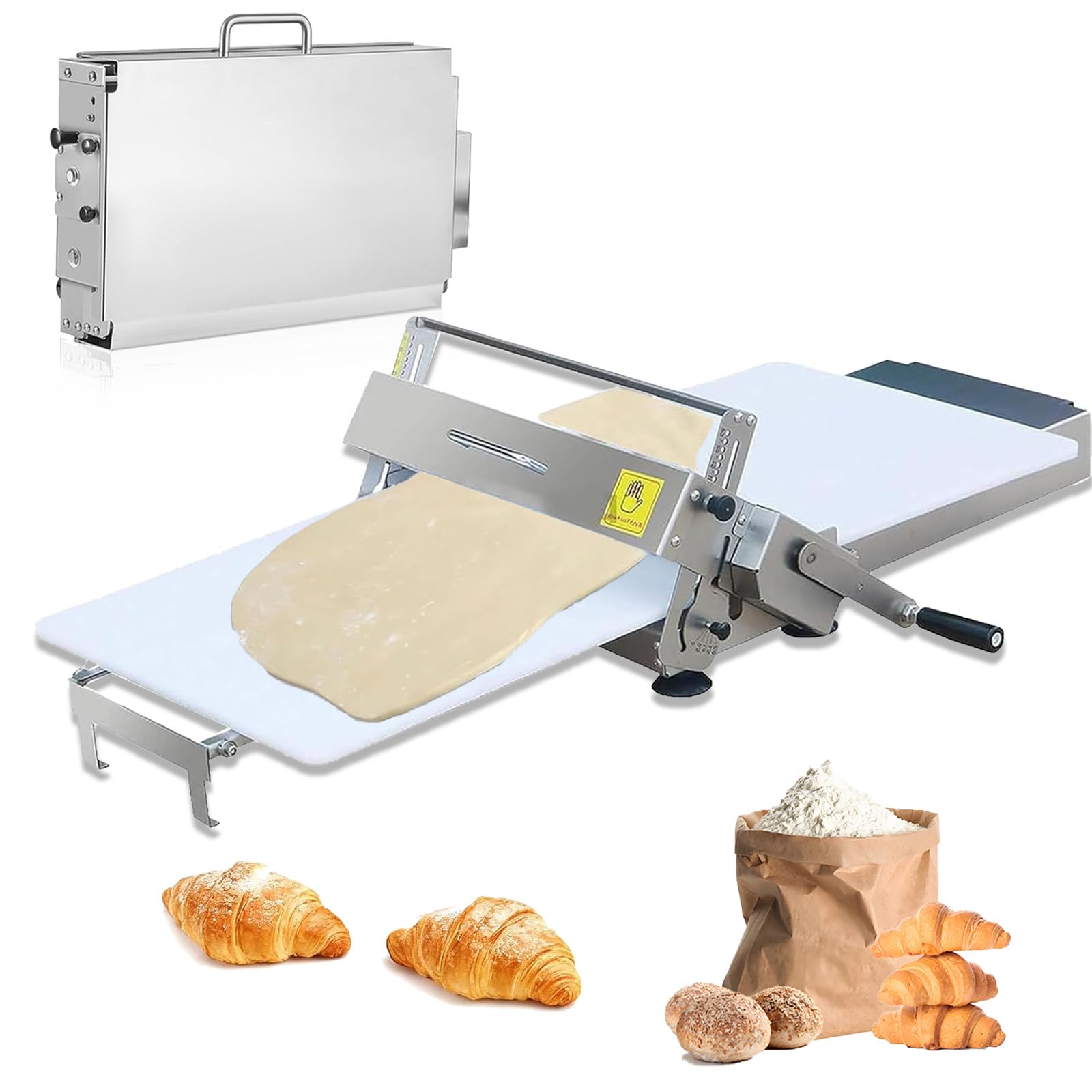 Máquina Pasta, Laminadora de Masa Plegable, Máquina de Hacer Pasta Fresca, Acero Inoxidable, Espesor Ajustable para Panaderías Domésticas y Pizza TYPE300