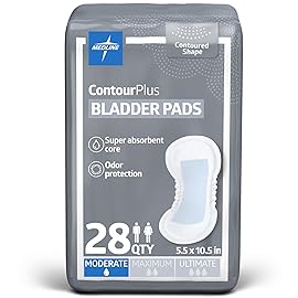 Medline ContourPlus Bladder Control Incontinence Pads, Moderate Absorbency, 5.5 x 10.5, 28 Count