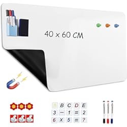 Paneles Imantados Para Azulejos Pizarra Blanca Autoadhesiva,Pizarra Magnética Borrable Extraíble,Para Escuelas Oficinas Casas Lámina Magnética Para Pizarra Blanca Pegatina Rollo (40 × 60 cm)