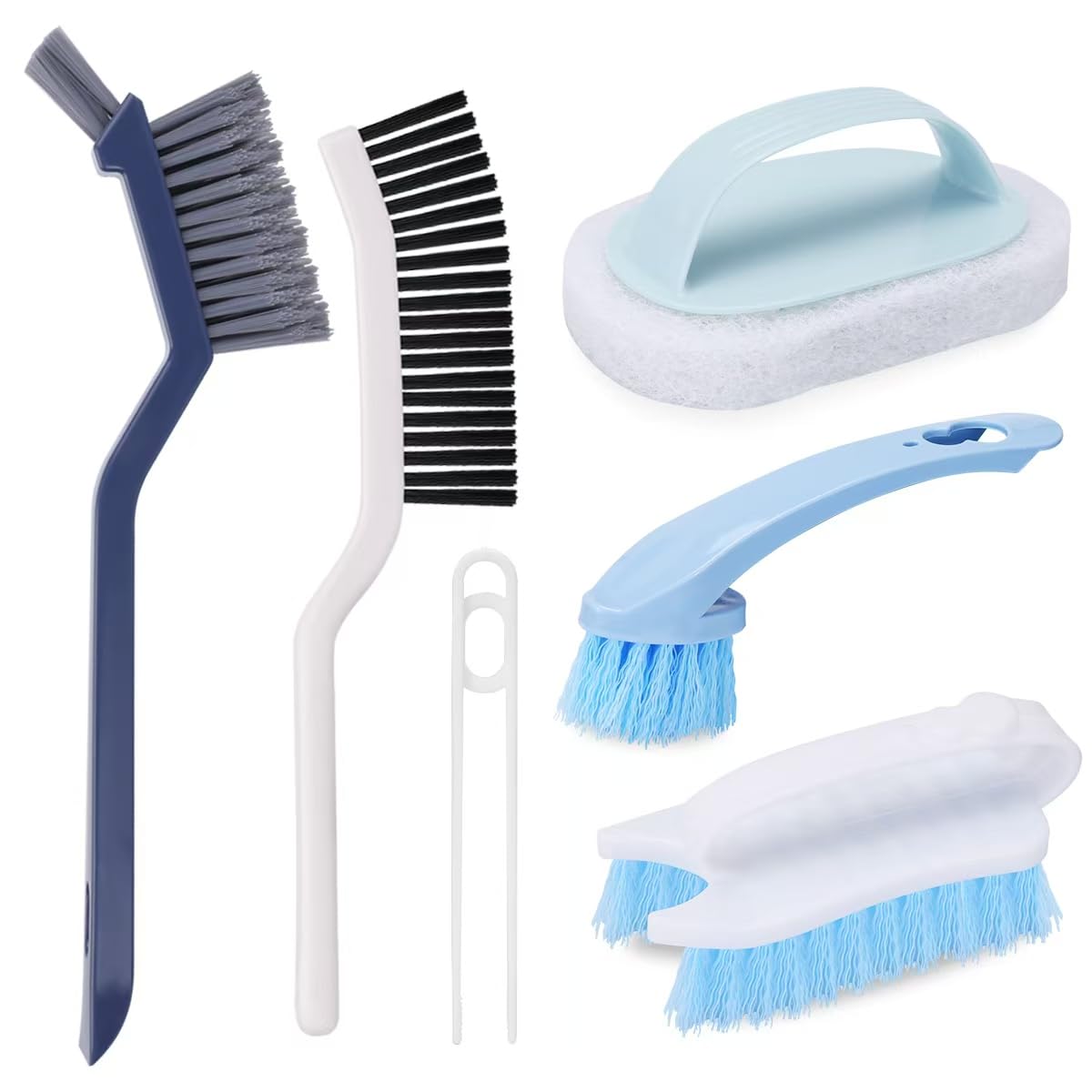 Juego de cepillos de limpieza para uso doméstico, cepillo de fregar, cepillos de limpieza de baño, cepillo de limpieza de grietas para baño, suelo, bañera, ducha y superficie de cocina (4