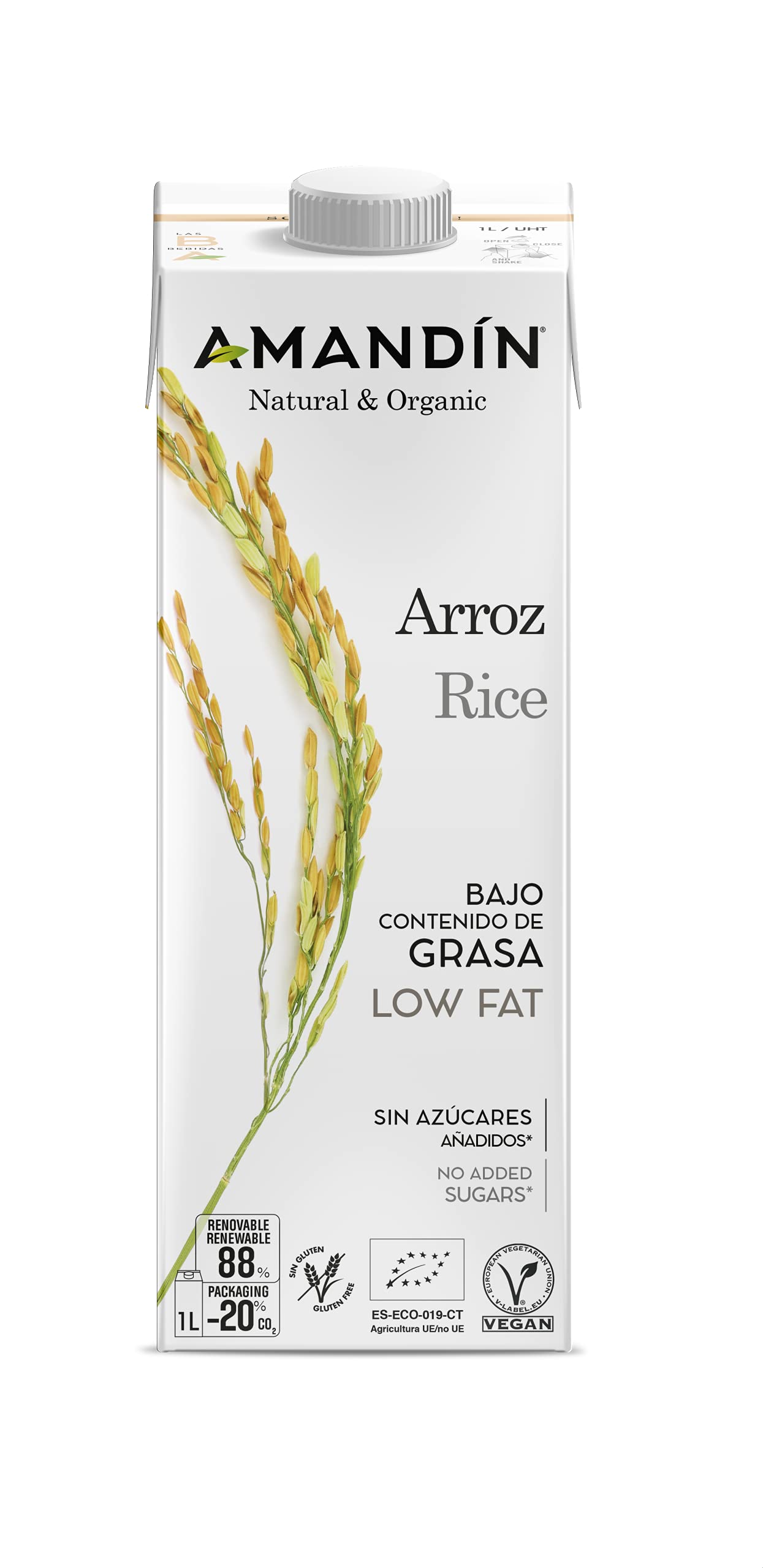 AMANDÍN Bebida Ecológica de Arroz 20% 6 x 1L