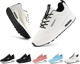Hitmars Running Shoes Women's Trainers PU Splash Guard Air Cushion Lightweight Non-Slip Black Blue Pink White Size 36-46