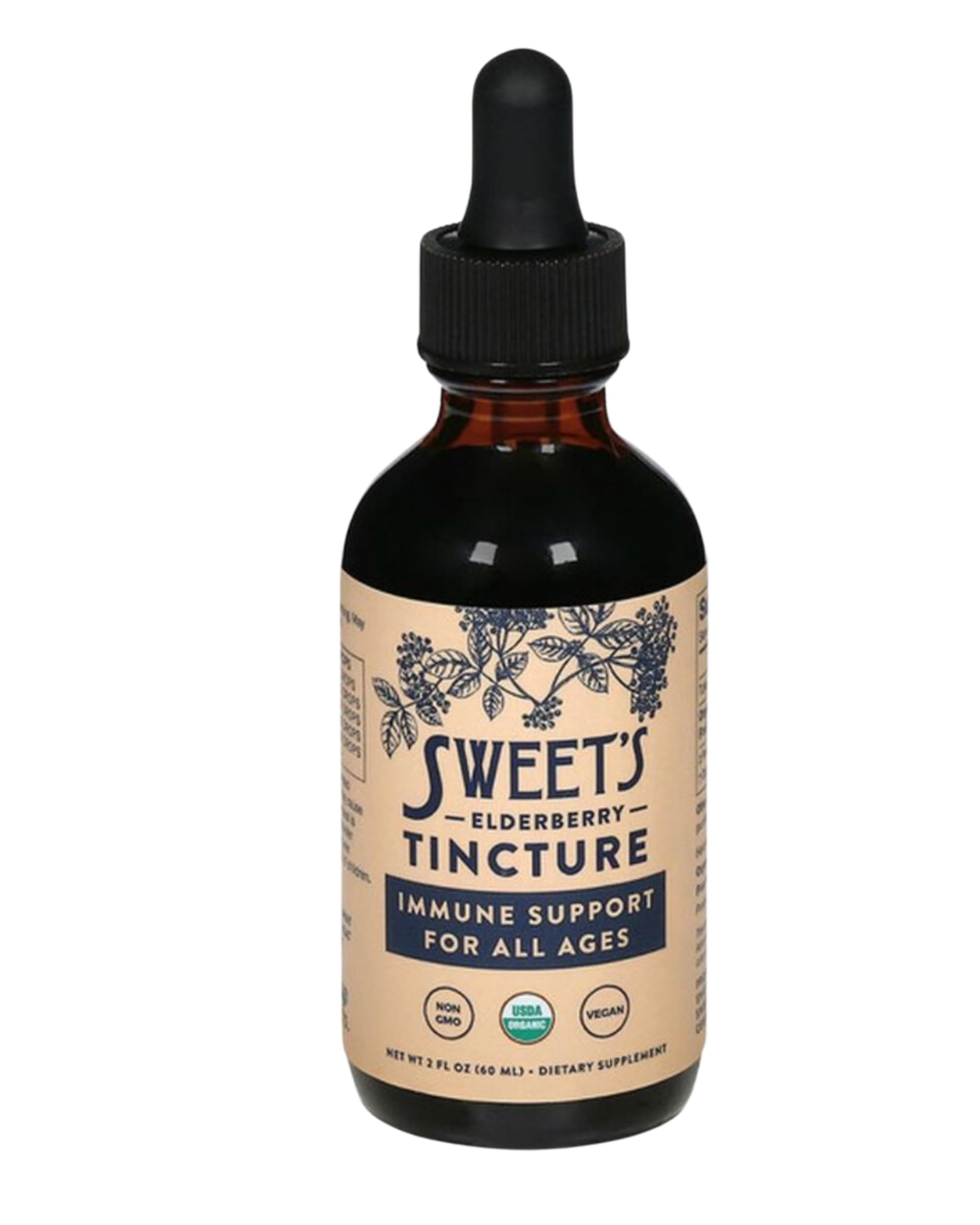 Tincture | USDA Organic | Alcohol-Free | Black Elderberry | Immune Support for All Ages | Travel-Friendly 2 oz Bottle with Dropper | Vegan | Keto | Non-GMO | Unsweetened