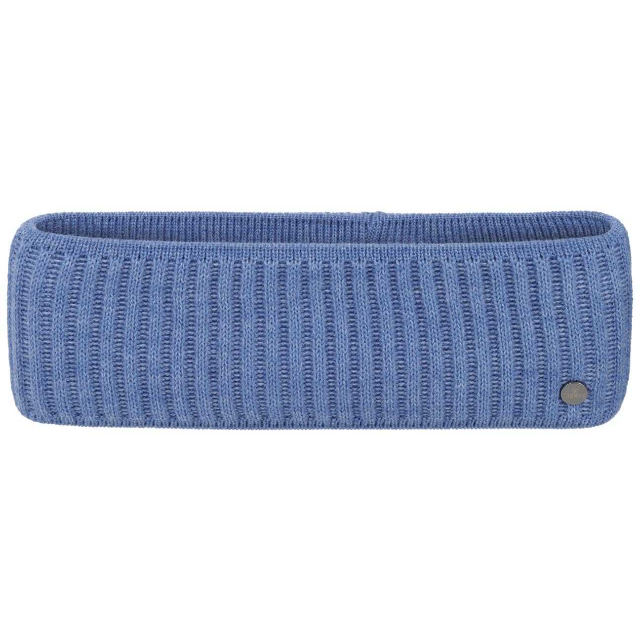 Lierys Ferri Women´s/Men´s Headband (8.5 cm Wide) - Made in Germany - Rib Knit Ear Muffs Made of new Wool - Ear Warmers Lined with Cotton - Head Wrap Autumn/Winter - Denim