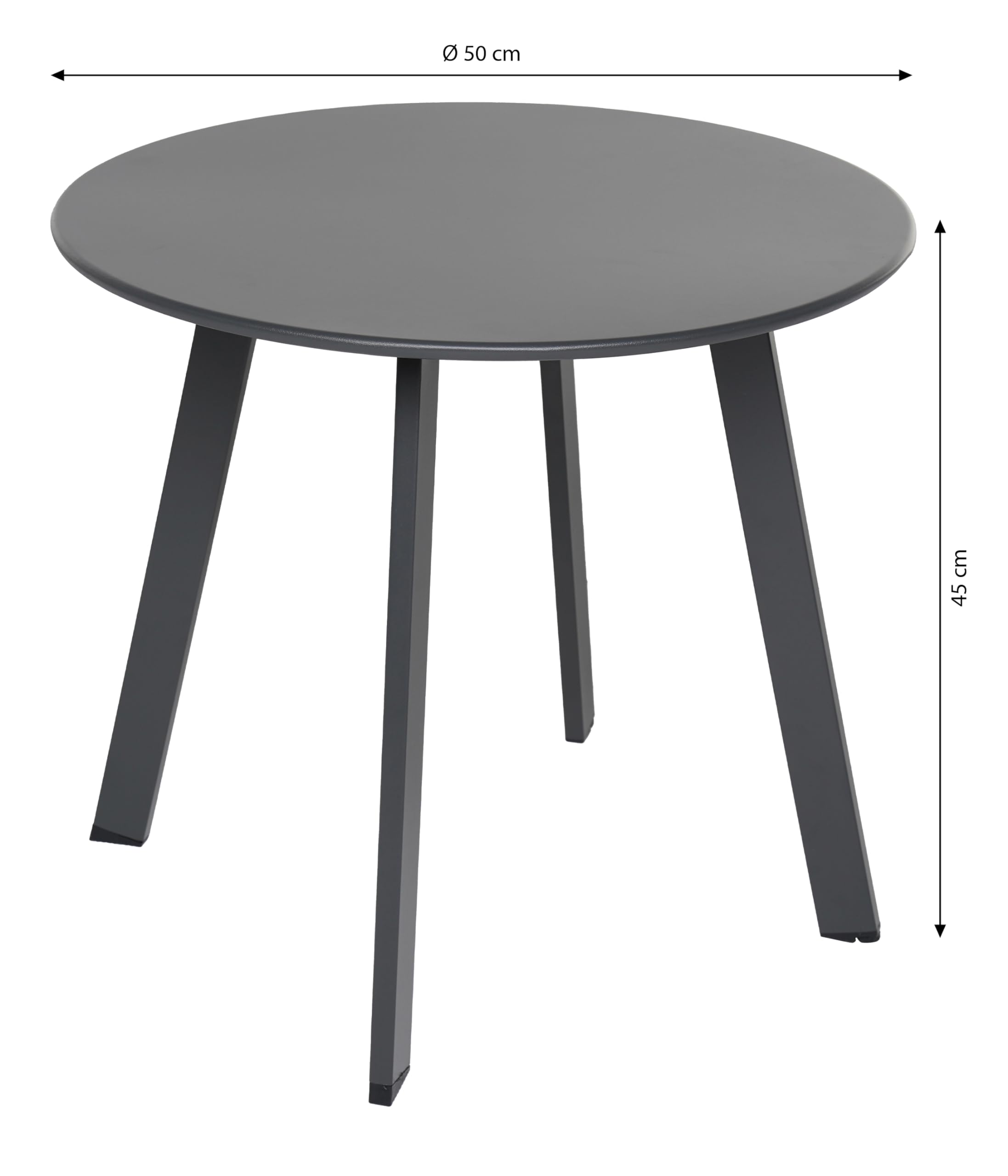 Dehner Tavolino Lian, circa 50 cm, altezza circa 45 cm, acciaio verniciato a polvere, grigio