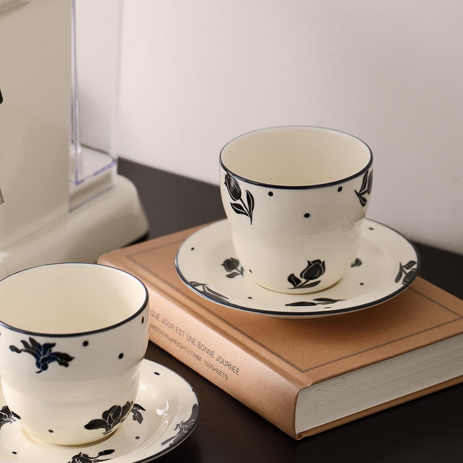 Taza de Espresso con platillo. Taza de café Sencilla con Forma de Mariposa. Taza de café de cerámica. Taza de cerámica Creativa con Forma de Calabaza. Juego de Tazas para café latt