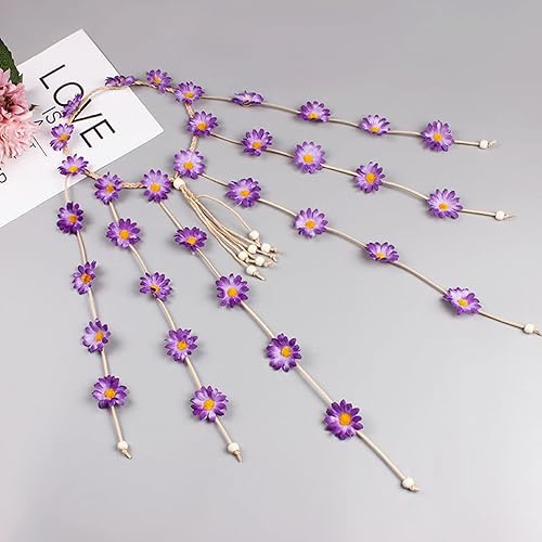 Miniatura 7 de Diadema de girasol, margarita, hippie indio, bohemio, bandas para el cabello, borlas, cuentas florales bohemias, aro de Halloween, corona para el