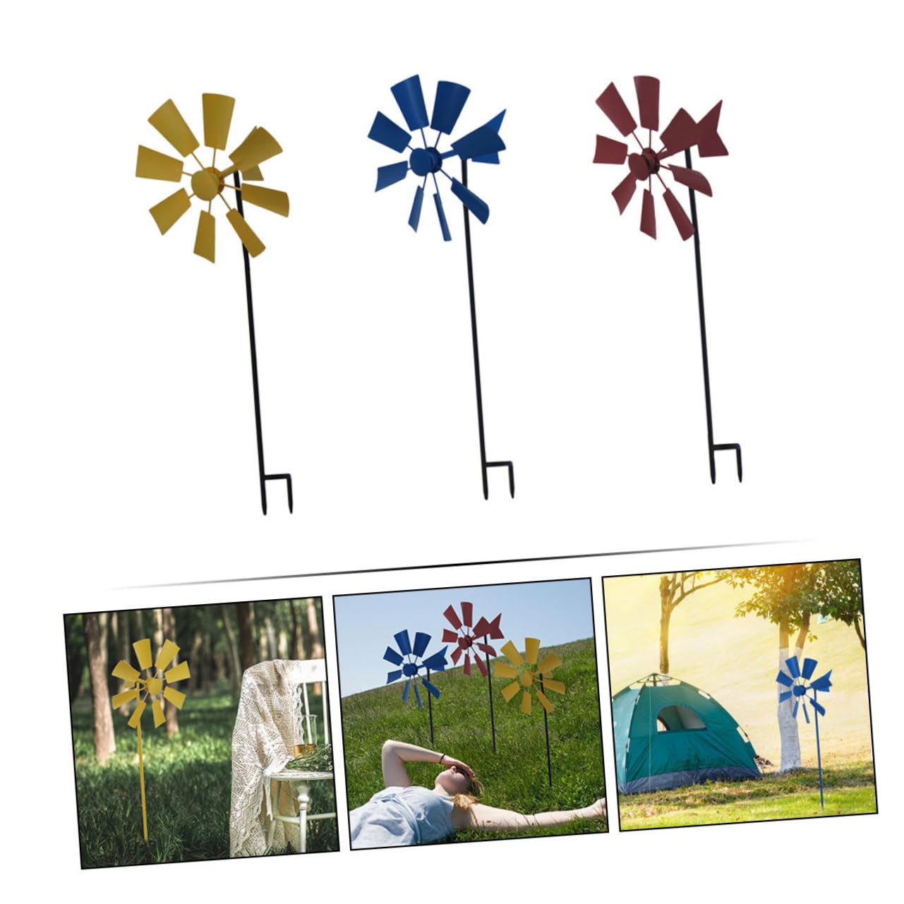 3stücke Teiliges Windmühlen-Dekoration Metall Für Garten Und Außenbereich Bunte Drehbare Windspinner Für Kreative Und Festliche Anlässe