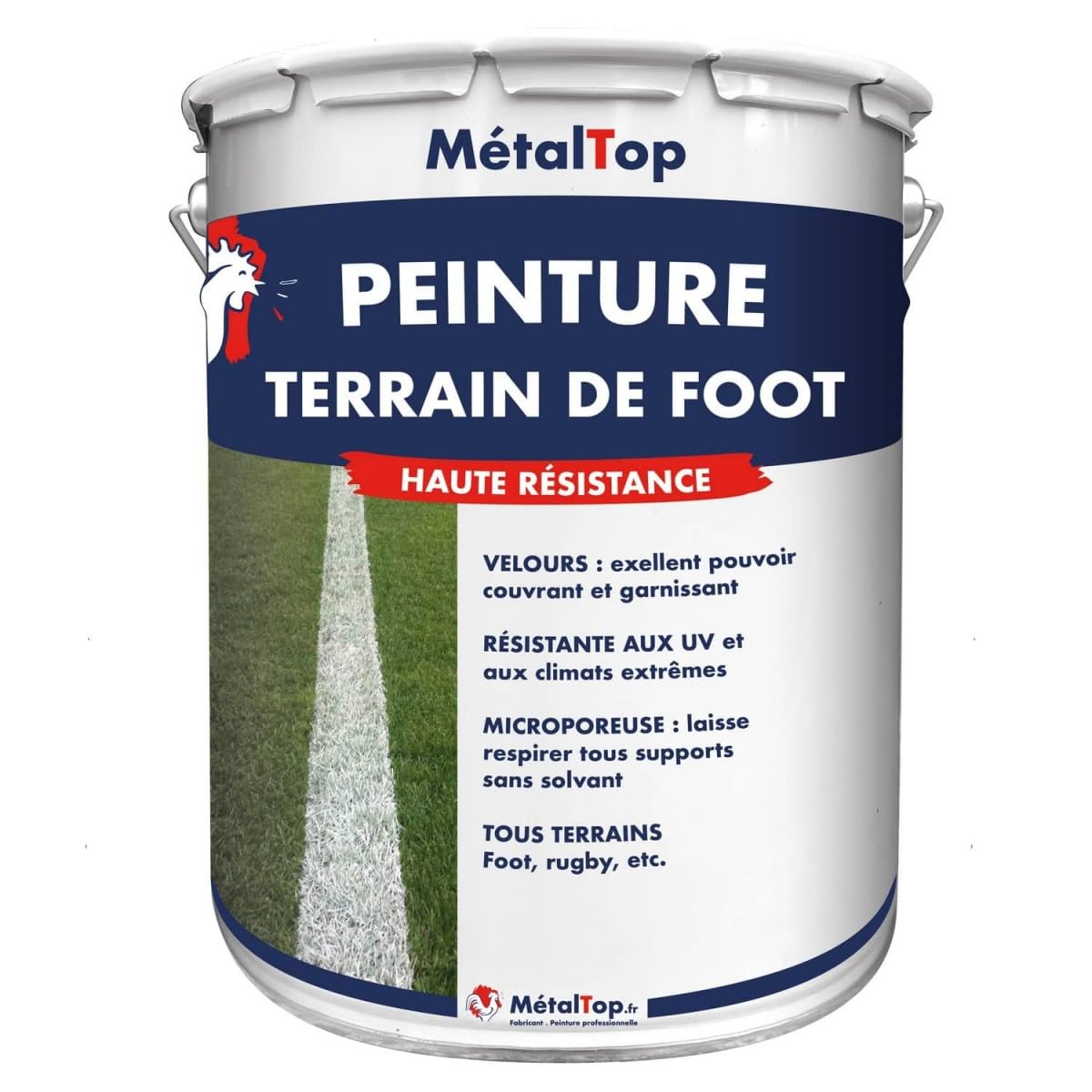 Metaltop - Peinture Terrain Foot - Blanc - 15 L - Peinture pour marquage de terrain sportif