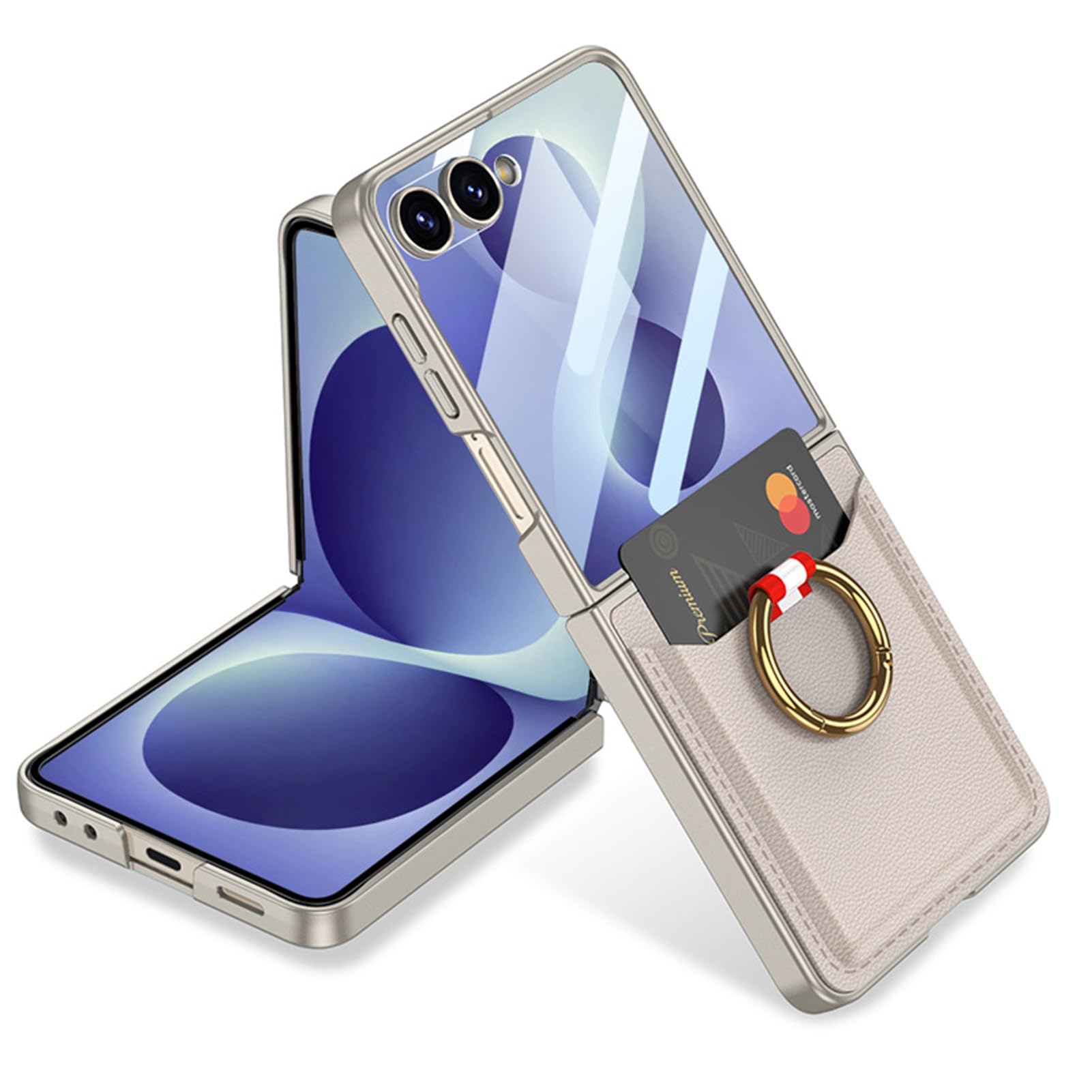 LUOTANL Ring Case for Samsung Galaxy Z Flip 8, Business Leather Card Slot Screen Protector Cover