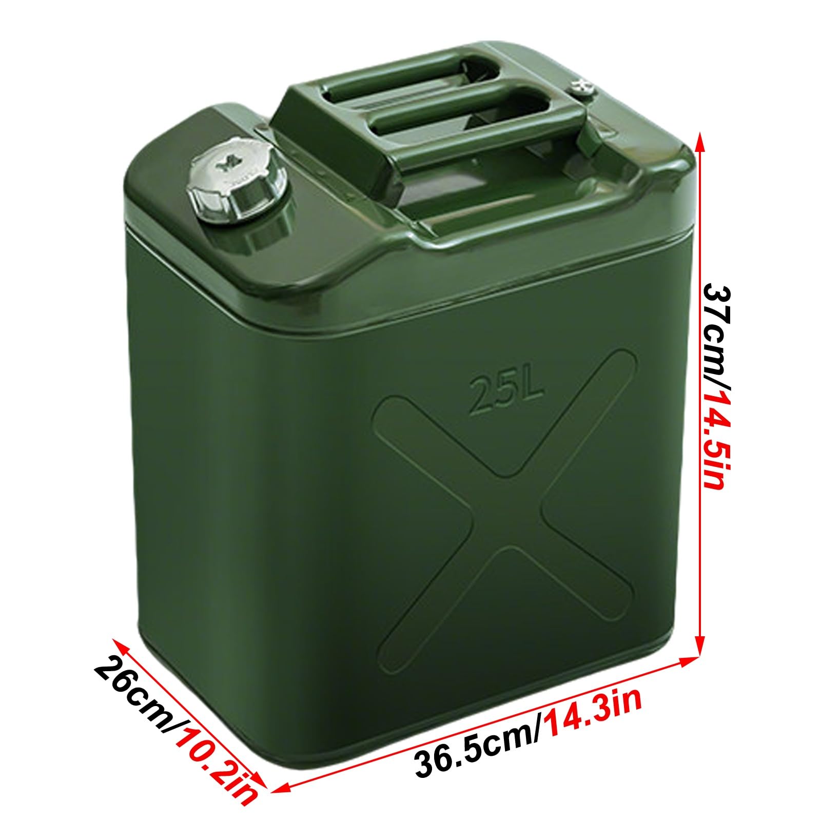 Metall-Dieselkanister 20l, Reservekanister, mit Flexiblem Ausgießer und Entlüftungsventil, Komfortabler Griff, Ideal für Autofahrten und Roadtrips(25L)