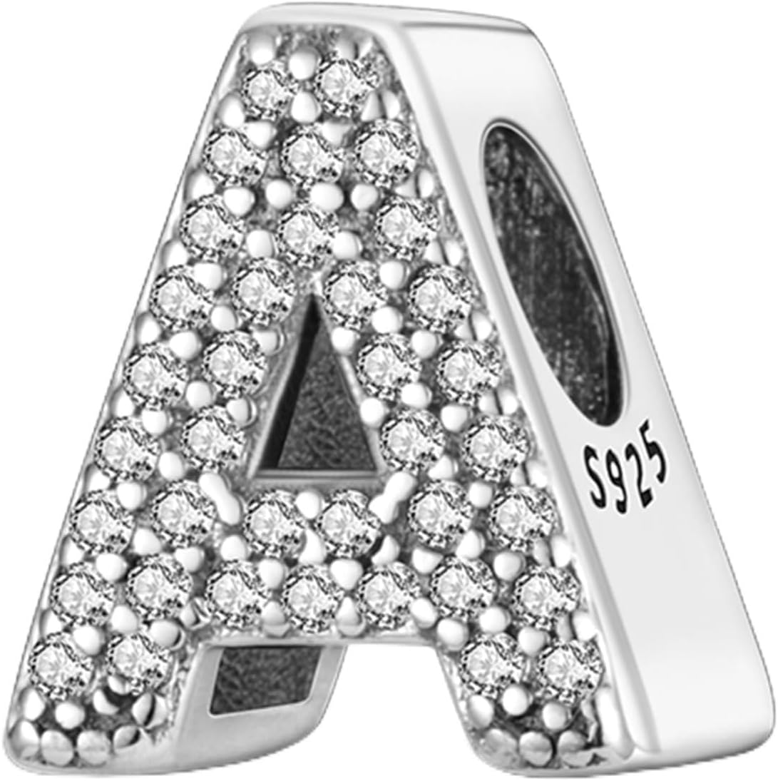 925 sterling silver bracelet necklace letter pendant, suitable for original bracelets, women's jewelry, 26 letter charm pendant, party birthday jewelry DIY gift