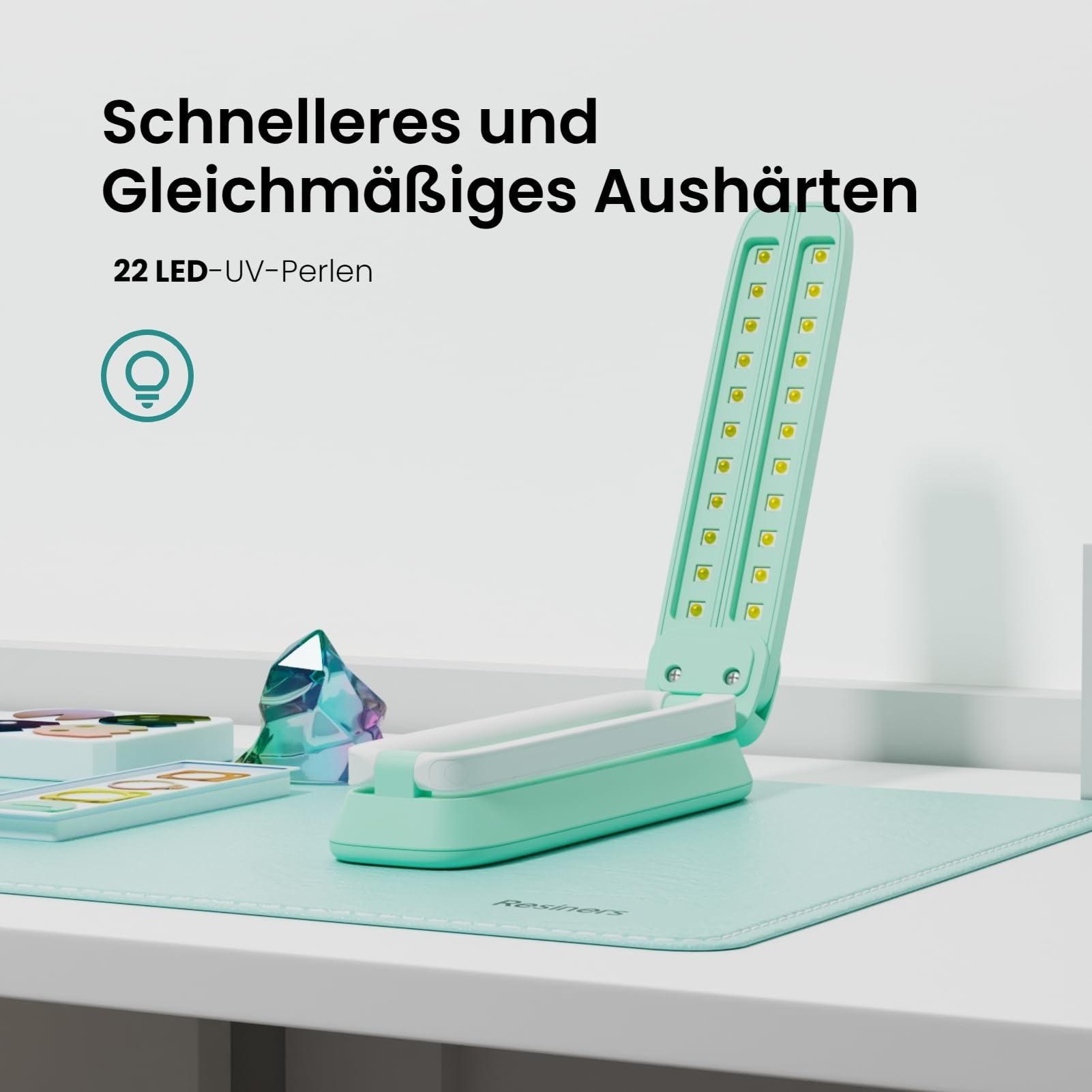 Resiners UV Licht für Harz, Wiederaufladbares UV Licht, 3-in-1 Verwendung, Faltbar UV Lampe für Harz, Tragbare Mini UV LED Lampe, Harzzubehör, Harz-Kits für UV-Harz, Harzformen, Schmuckherstellung