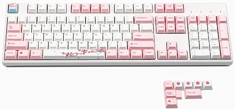 108 Keys Sakura Cherry Profile PBT Keycaps Top Printed Dye Sublimation Switch for Cherry RGB MX Mechanical Keyboard Gaming Replace