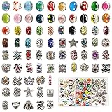 TOAOB 120 Stück Großes Loch Europäische Perlen Antik Silber Assorted Crystal Strass Stil Charm für Schmuckherstellung Armbänder Halsketten