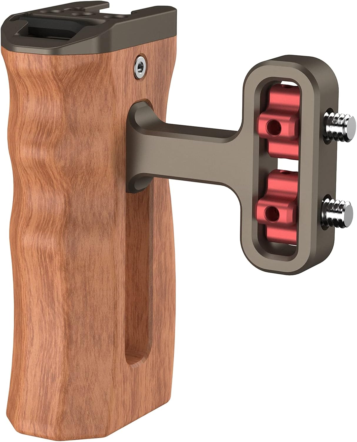 Wooden Mini Handle Side Handgrip with 1/4"-20 Screws for Digital Camera DSLR Camera Cage with Cold Shoe Mount Built-in Wrench can Up and Down Adjustable - Bronze