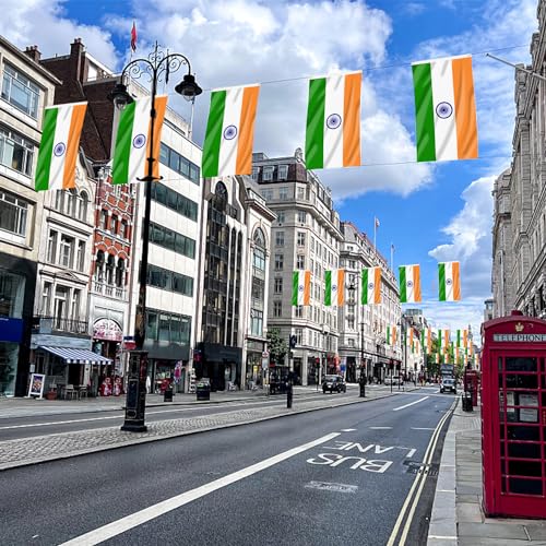 Image of AhfuLife India Flag Indian Flag 3x5 Ft, Large Indian National Flags for Outside - Double Side with Brass Eyelets for Olympic Party Decorations, Bar Garden Street Decoration Indoor Outdoor