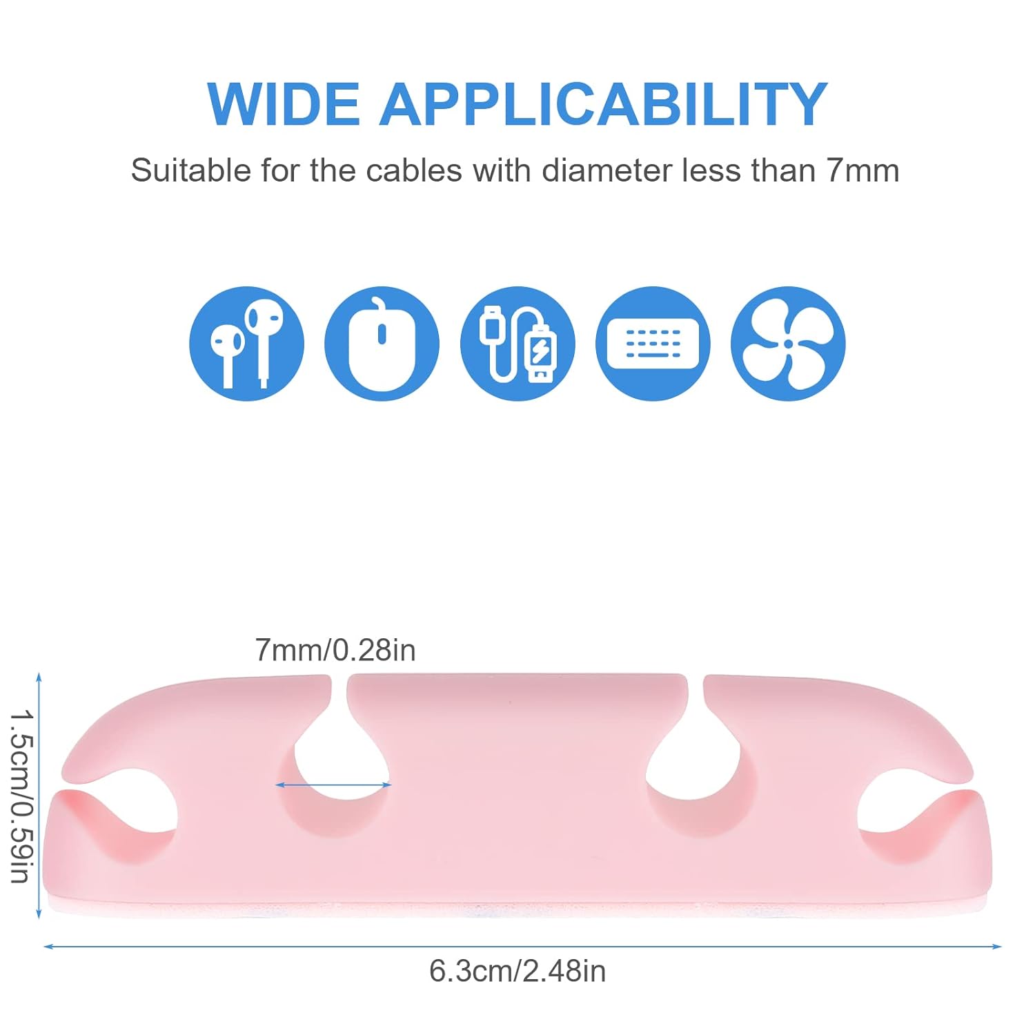 WLLHYF Cable Clips 3PCS Cord Wire Organizer Cable Management Holders 4 Hole Silicone Cable Harness USB Charging Accessory Cable Holder for Office and Home Desk (Pink)
