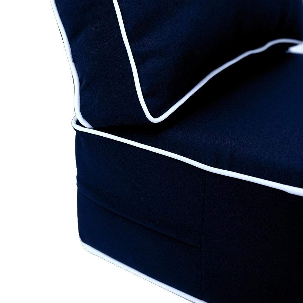 Prolinemax Contrast Piped Trim Medium 24x26x6 Deep Seat + Back Slip Cover Only Outdoor Polyester AD101