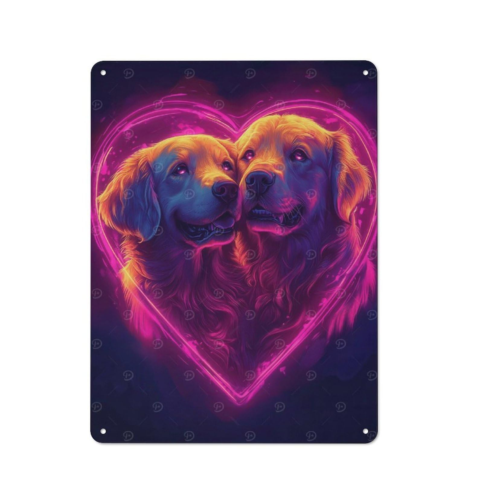 Junmoney Golden Retriever Love Tin Wall Sign With Design 40X30cm, Classic Bistro Wall Plaque For Bakery, Diner, Cafe Or Family Room