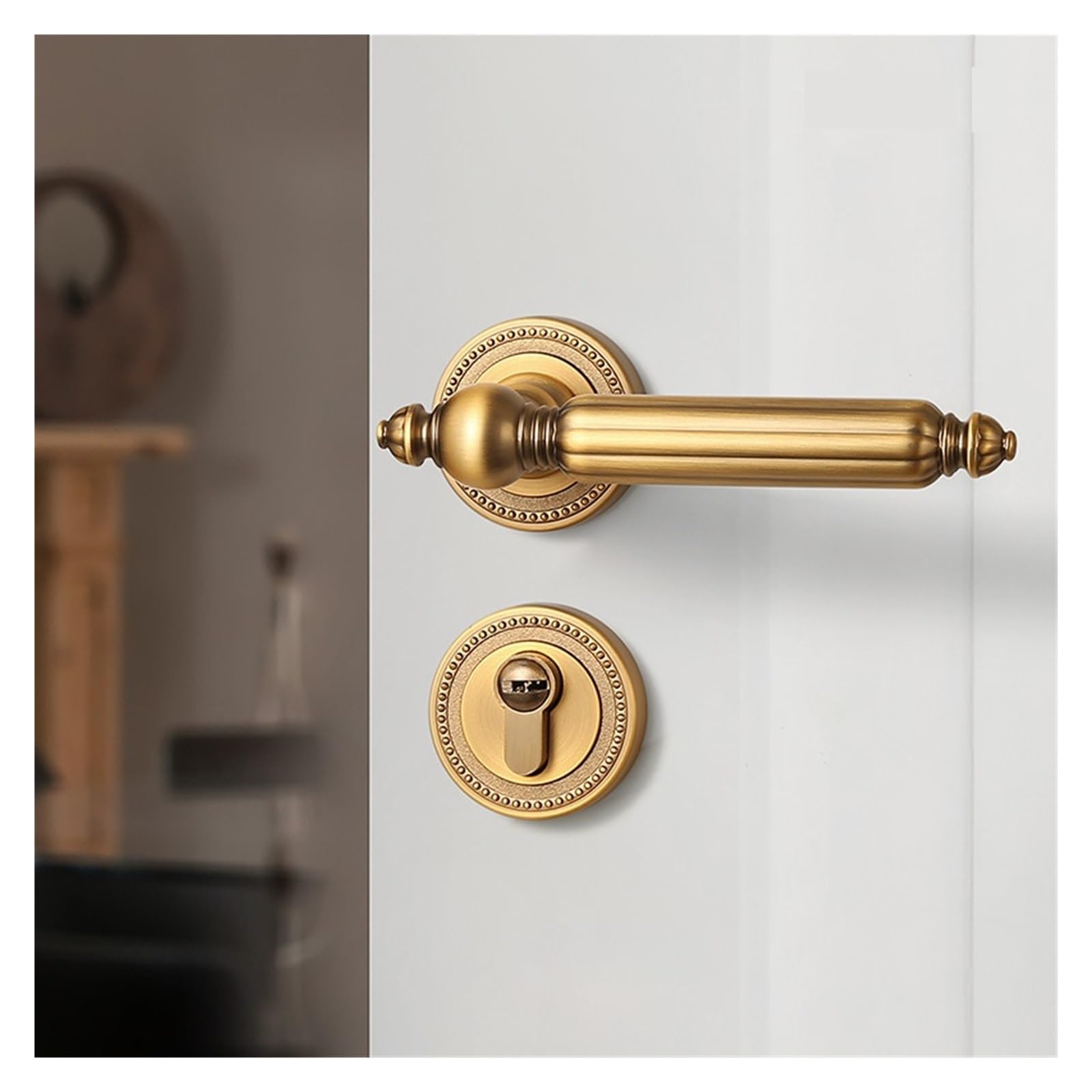 NYRXRYTCA French Bedroom Door Lock Indoor Silent Wooden Door Lock Simple Split Lock Yellow Bronze American Door Magnetic Suction Lock(Type A-Magnetic Silent)