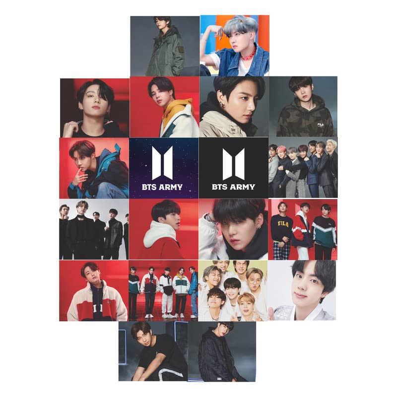 Image of Clickedin -KPop BTS Photocard, 20 Pieces Korean Pop Lomo Photocard Set, HD Quality BTS All Member Photos and Logo
