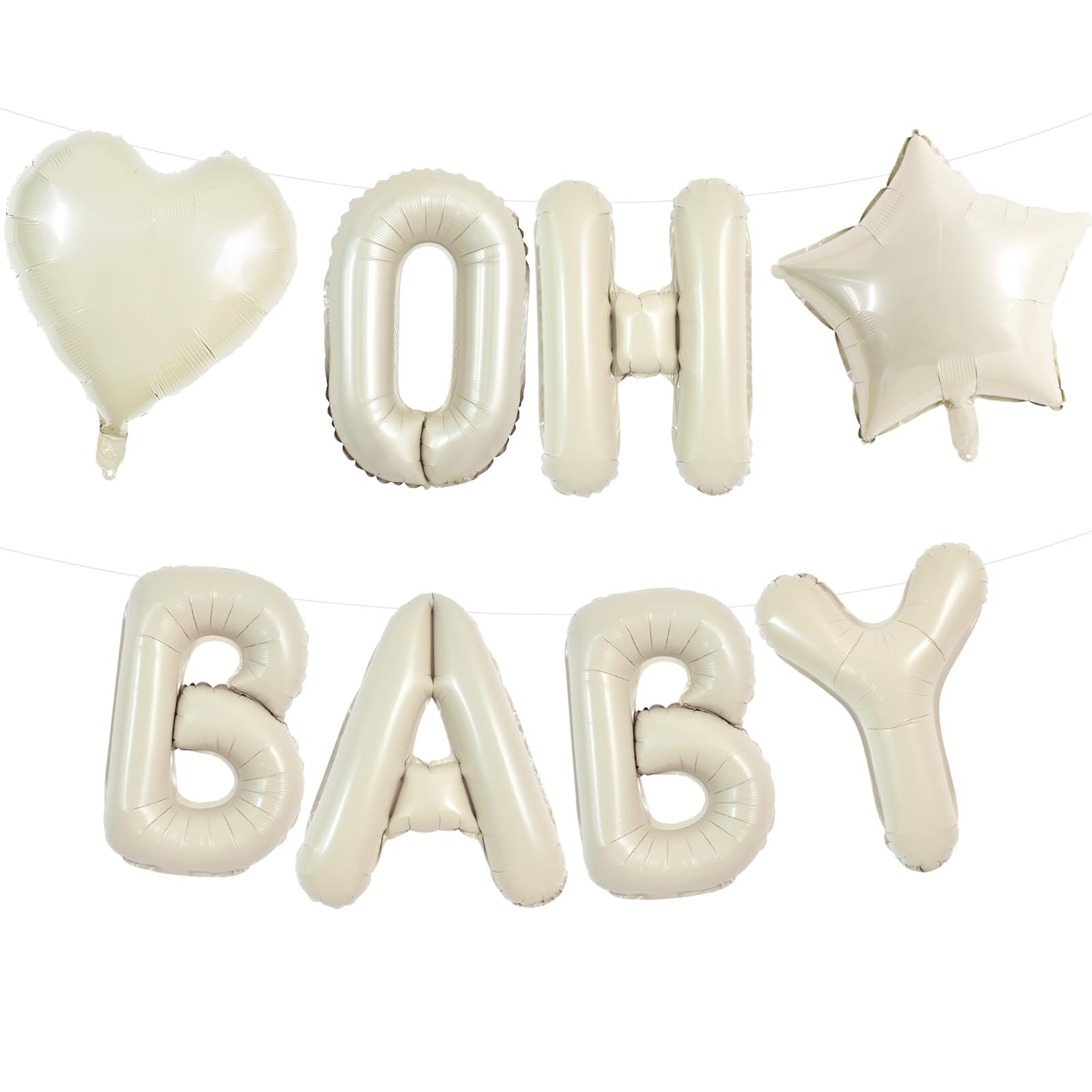 DecoGlee 16 Inch Cream White OH BABY Letter Balloon,OH BABY Ivory White Balloons Sign for Gender Reveal Baby Shower,Nursery Parties Ideal for Newborn Celebrations for Party Supplies