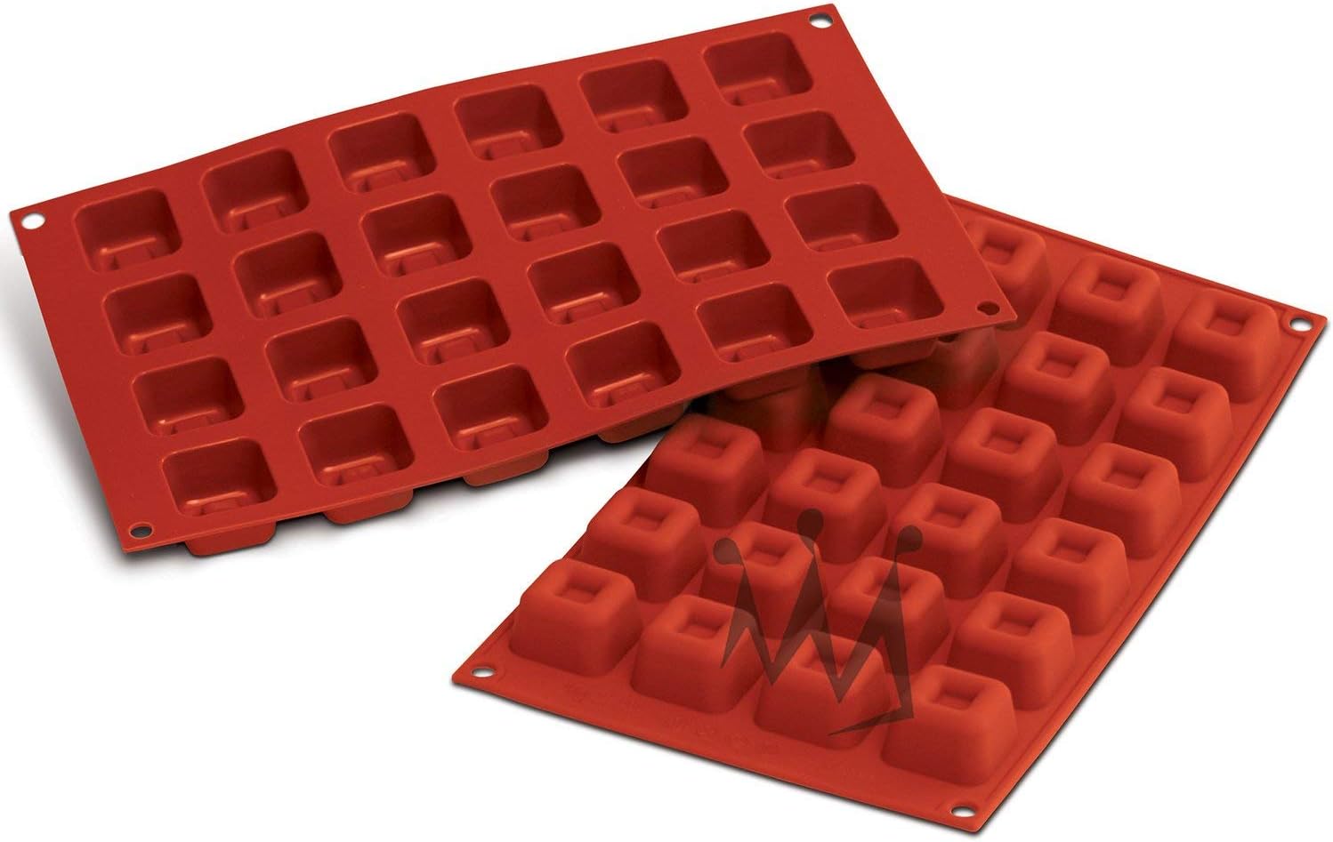 Professional SF080 Silicone Baking Mold Square Savarin 0.54 Oz Volume, 1.37" x 1.37" x 0.84" High, 24 Cavities (1 Each)