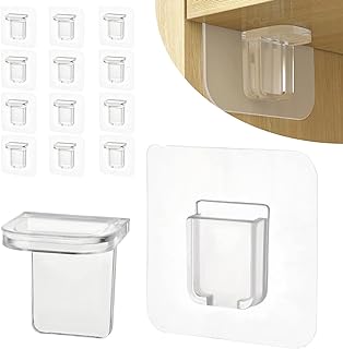 AccEncyc 12 Pcs Punch Free Shelf Support Pegs Self Adhesive Shelves Clips Shelf Pegs for Shelves No Drill Shelf Bracket Holders Pin for Kitchen Cabinet Book Shelves Closet Clapboard Layer (1-Peg)
