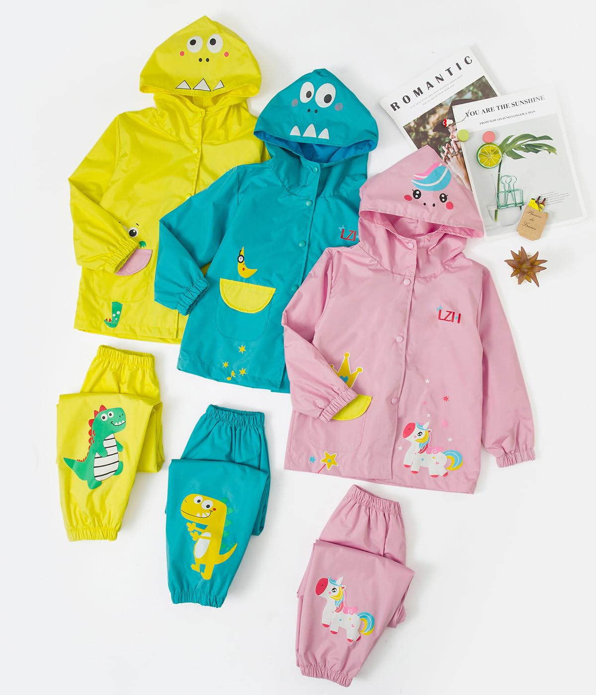 LZH garçons imperméable enfants imperméable à capuche à capuche, pantalons de veste costume 2 pièces