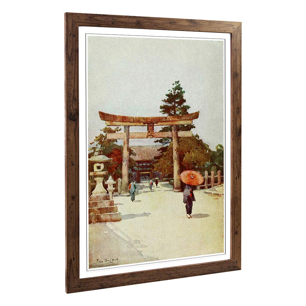 Big Box Art Framed Print of Ella Du Cane Japanese Oriental Portico Sagrado Design | Wall Art Picture| Home Decor for Kitchen, Living Room, Bedroom, Hallway, Walnut, A2 / 24.5x18 Inch / 62x45cm