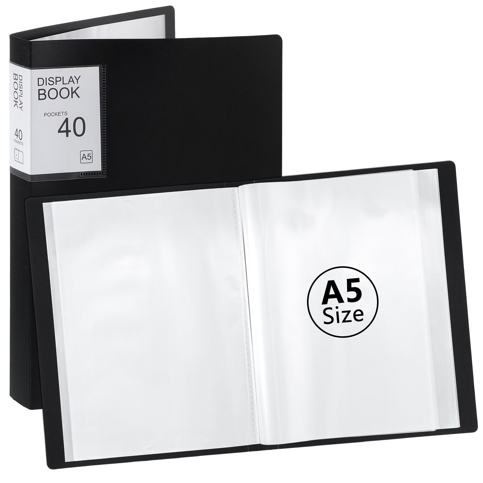 A5 Display Book Folder, 40 Pocket Book Presentation Portfolio Folder with Clear Plastic Sleeves Document Project Folder for School and Offices