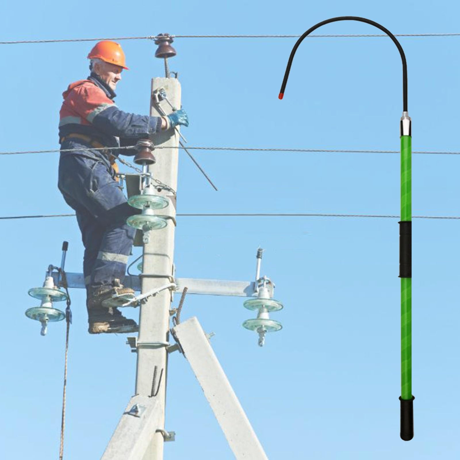 Ten hak ratunkowy bezpieczeństwa, hak ratunkowy wysokiego napięcia dla bezpieczeństwa elektrycznego, 4 m lekki awaryjny drążek trakcyjny, ratowniczy sprzęt ratunkowy do namiotu