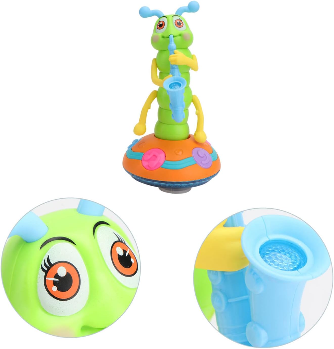 Animated Musical Caterpillar Figure: Light-Up Omnidirectional Prop | Solid ABS musical figure with colorful illumination and omnidirectional movement for parties, desk displays indoor viewing
