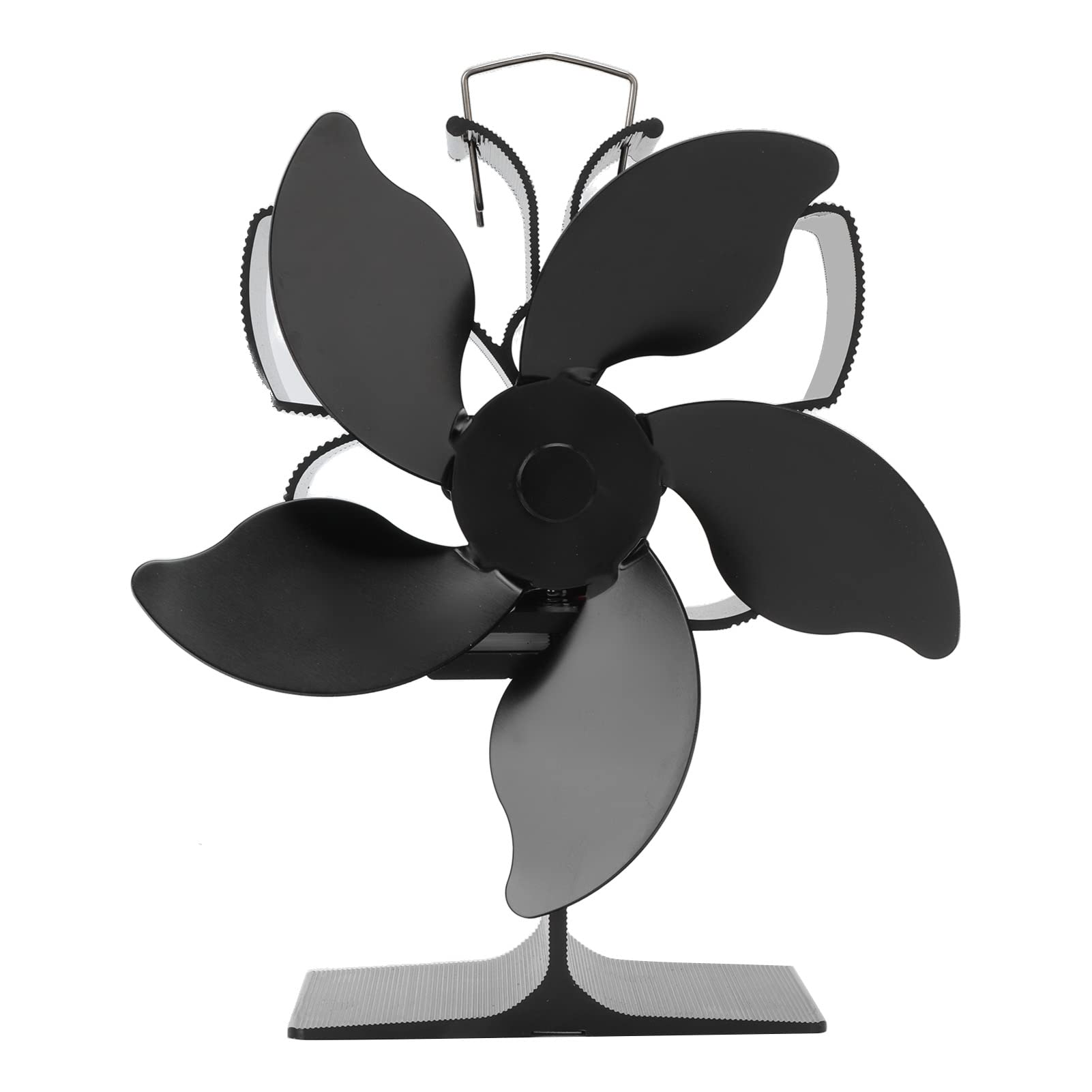 Ofenventilator, Kaminventilator, Holzofenventilator, Wärmebetrieben, 5 Flügel, Schwarz, Thermische Leistung, Umweltfreundlich, Energiesparend, Automatischer Start, Geräuscharm,