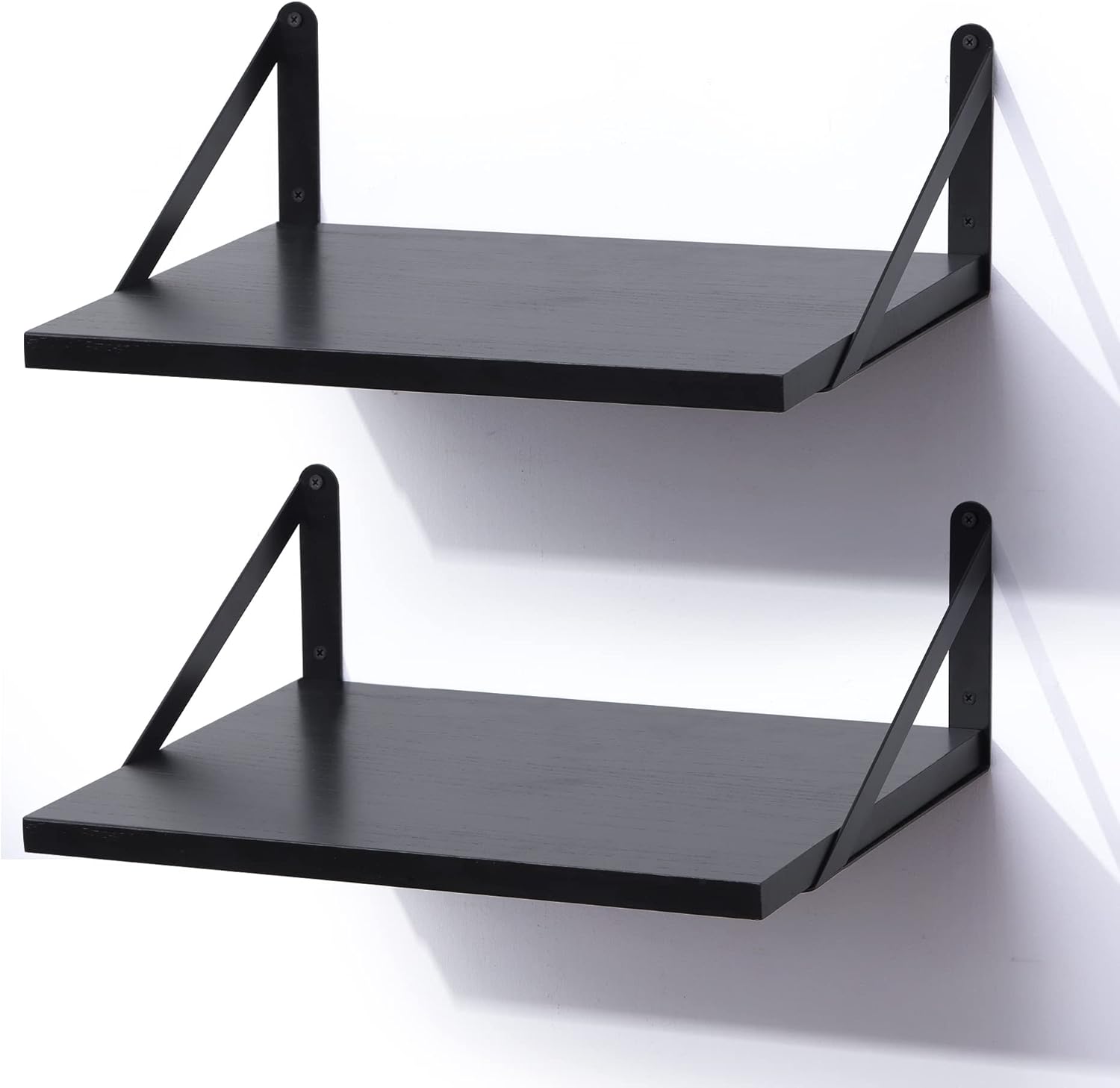 Marsmiles Black Floating Shelves for Wall, 12 Inch Deep Wood Wall Mounted Shelves Set of 2, 16W x 12D Wide Floating Wood Shelves for Bathroom Bedroom Kitchen Living Room, Black Marsmiles Black Floating Shelves for Wall, 12 Inch Deep Wood Wall Mounted Shelves Set of 2, 16W x 12D Wide Floating Wood Shelves for Bathroom Bedroom Kitchen Living Room, Black
