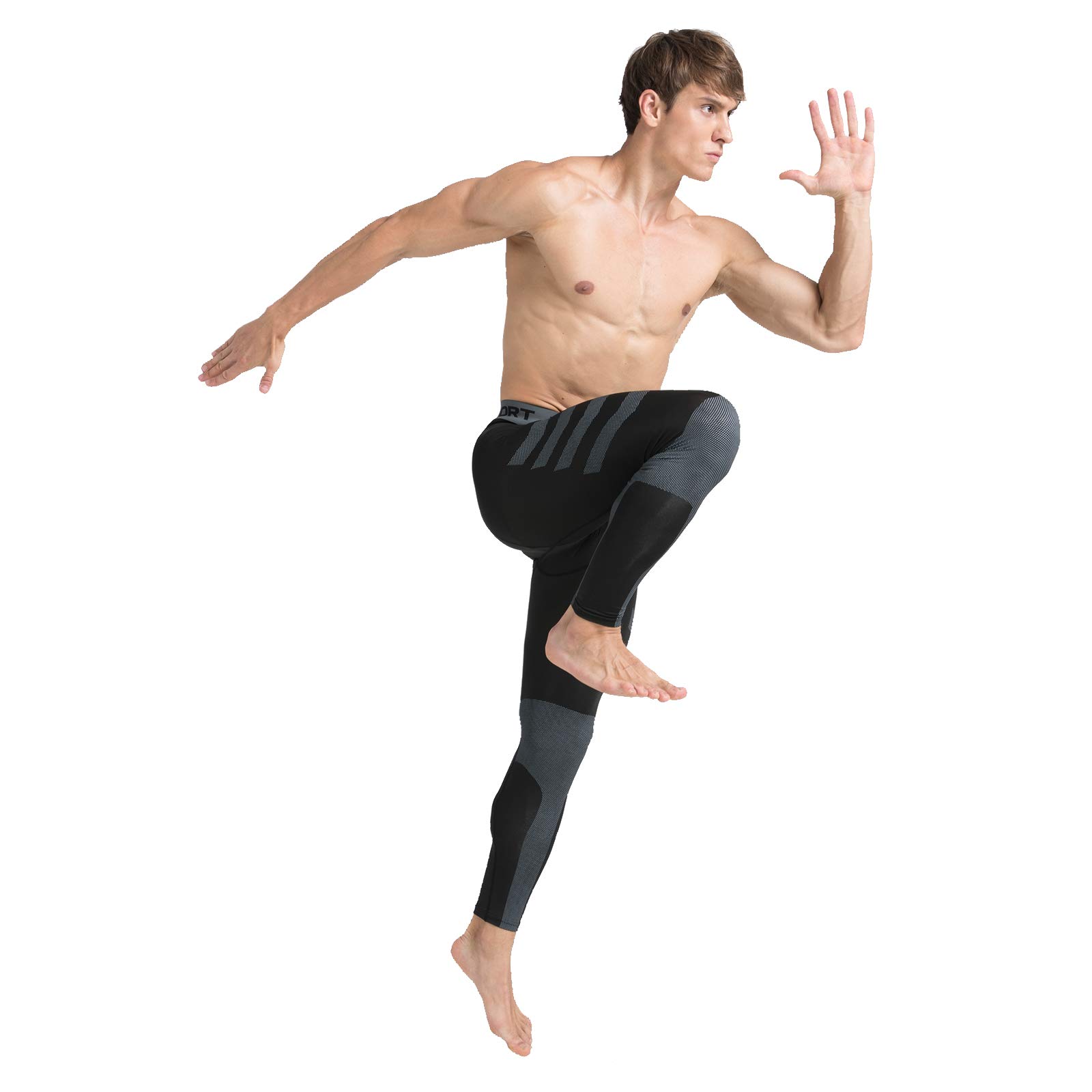 AMZSPORT Leggings a Compressione da Uomo Pantaloni Sportivi Freschi e Asciutti da Corsa Nuova Generazione