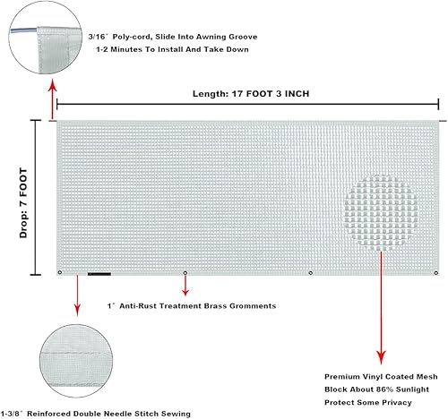 Miniatura 337 de Tentproinc Pantalla parasol para toldo, 8 pies x 13 pies 3 pulgadas (apta para toldo de 14 pies), protector solar de malla para autocaravana, cámper