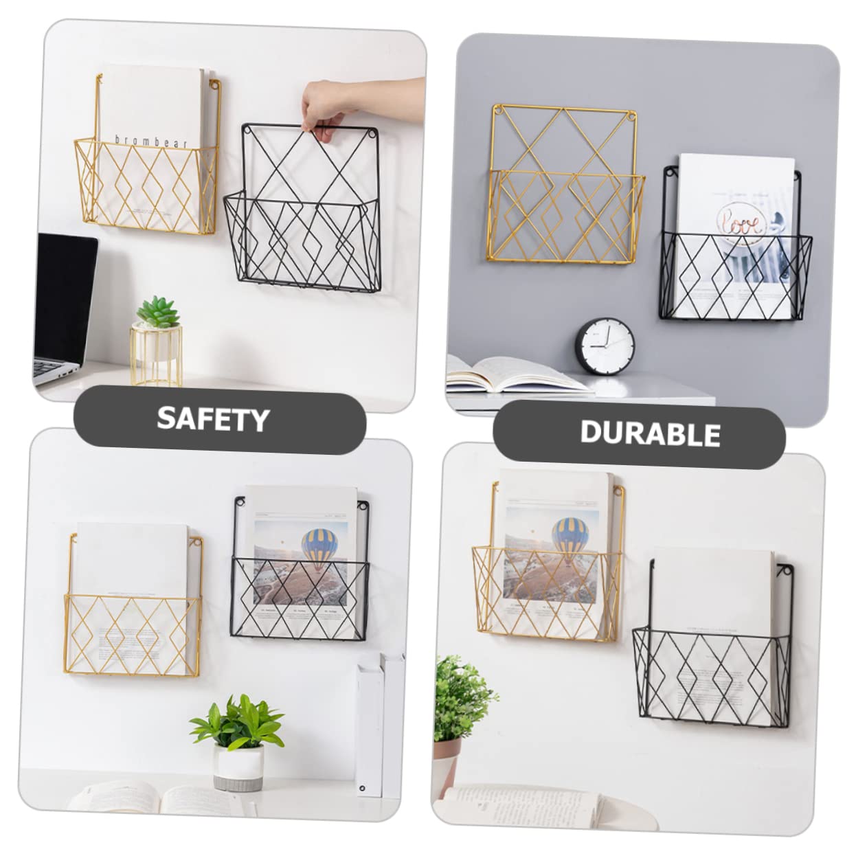 Cabilock 2 Piezas Revistero De Pared Organizador para Colgar En La Pared Organizador De Correo Titular De La Carta De La Revista Bandeja De Almacenamiento Planchar con Llave Oficina