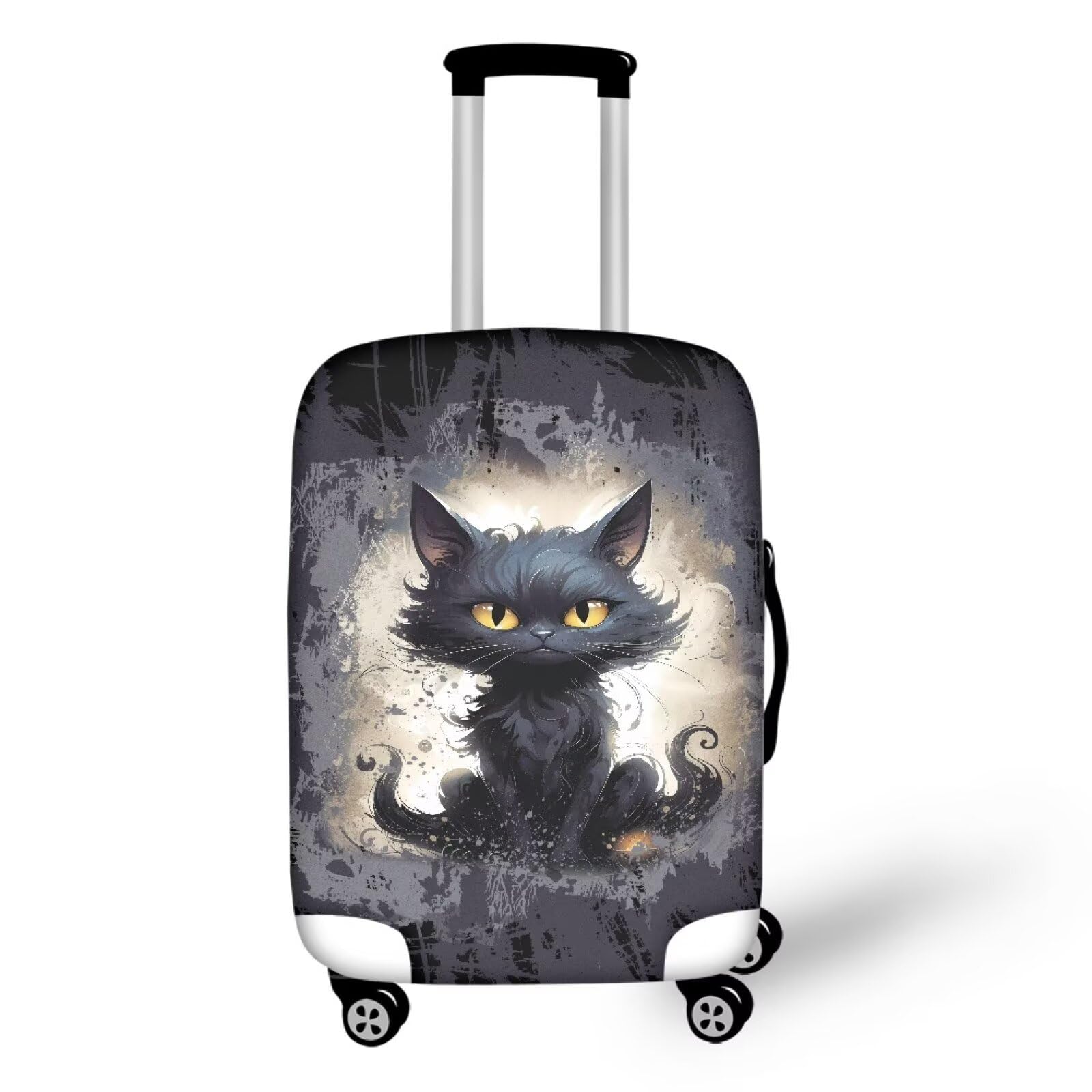 Ystardream Cartoon Black Cat Luggage Cover Suitcase Protector Washable Anti Scratch Protective Sleeve Travel Accessories Baggage Wrap Fits 25-28 Inch Suitcase Covers for Luggage Essentials