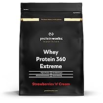 The Protein Works – Proteine Whey 360  Extreme in Polvere – Panna e Fragole – Frullato Ad Alto Contenuto Proteico – Con Glutammina, Vitamine e Minerali – 600g